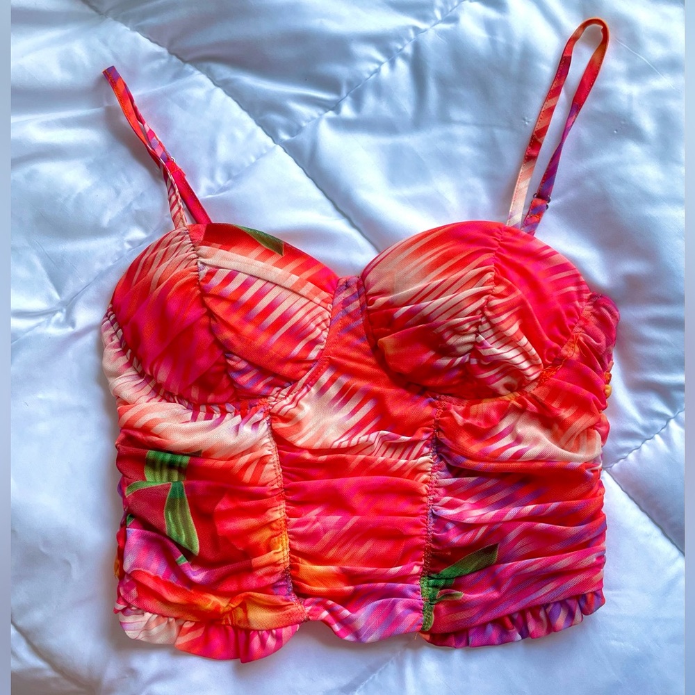 Like New Tropical Smocked Top!